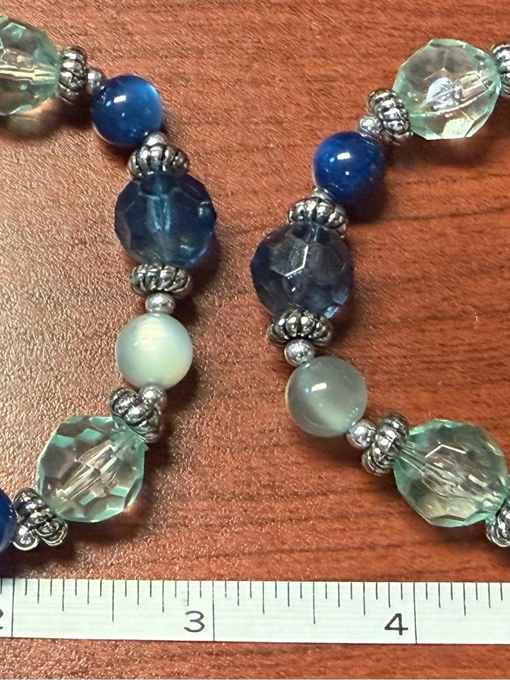 Two (2) Faceted Blue & Aqua Beaded Stretch Bracelets